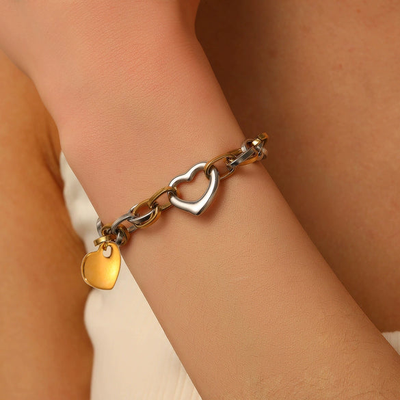 Bracelet Titanium Steel Hollow Love Shape Cartoon Style Electroplated