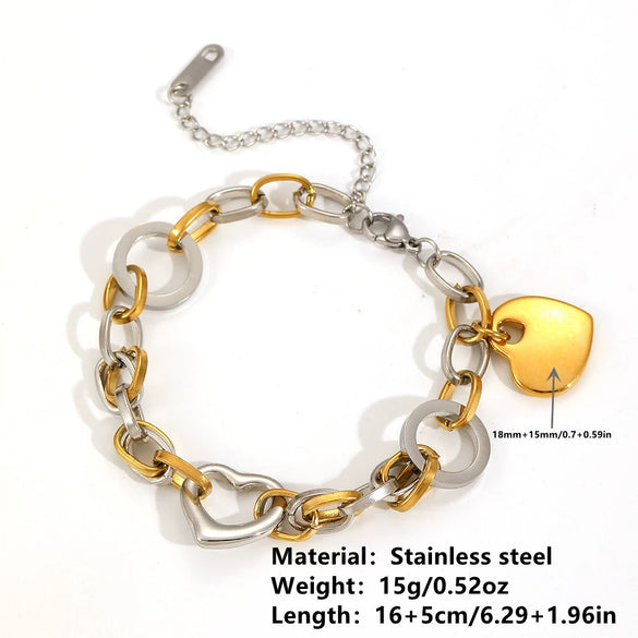 Bracelet Titanium Steel Hollow Love Shape Cartoon Style Electroplated