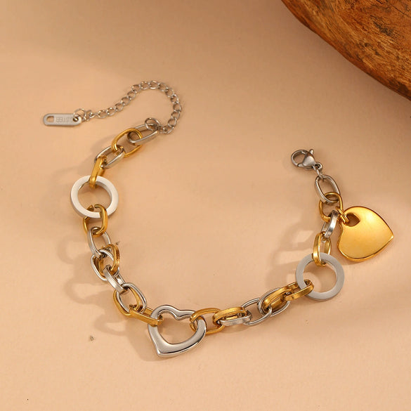 Bracelet Titanium Steel Hollow Love Shape Cartoon Style Electroplated