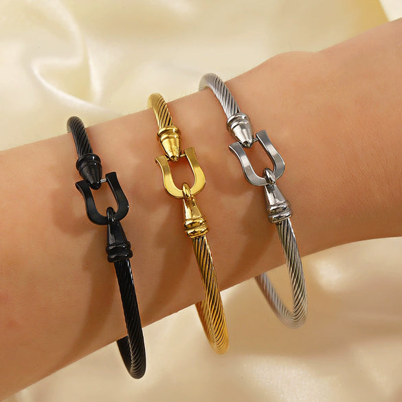 Bracelet Titanium Steel Horseshoe Buckle Lock Gold Plated Jewelry Fashion Simple