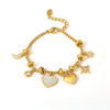 Bracelet 316L Stainless Steel 18K Gold Plated Love Heart Geometric Design Unisex