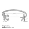Bracelet 316L Stainless Steel Ocean Series Starfish Leaf Open Electroplated