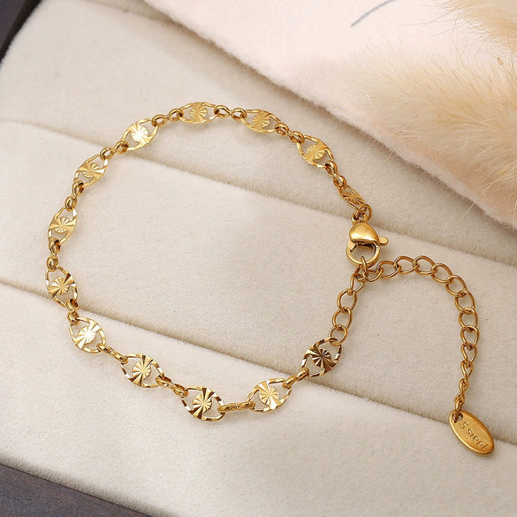 Bracelet 316L Stainless Steel Simple Style Geometric Electroplating Unisex Women's