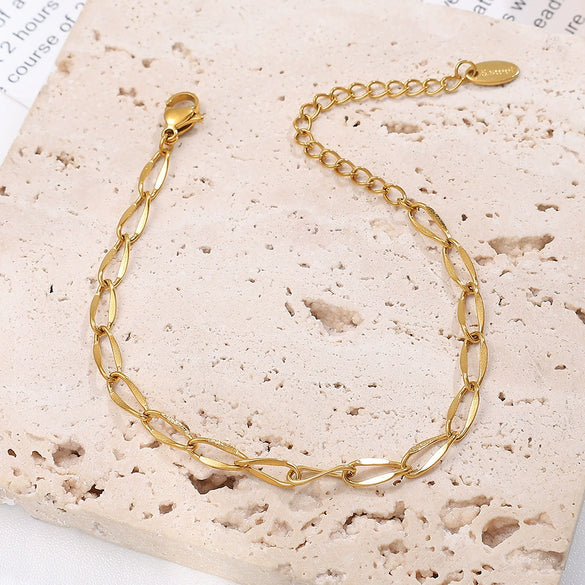 Bracelet 316L Stainless Steel Simple Style Geometric Electroplating Unisex Women's