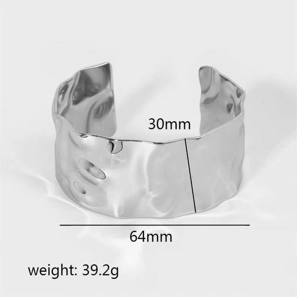 Bracelet Titanium Steel Stainless Steel Exaggerated Geometric Bump Hammer Pattern Electroplated For Women