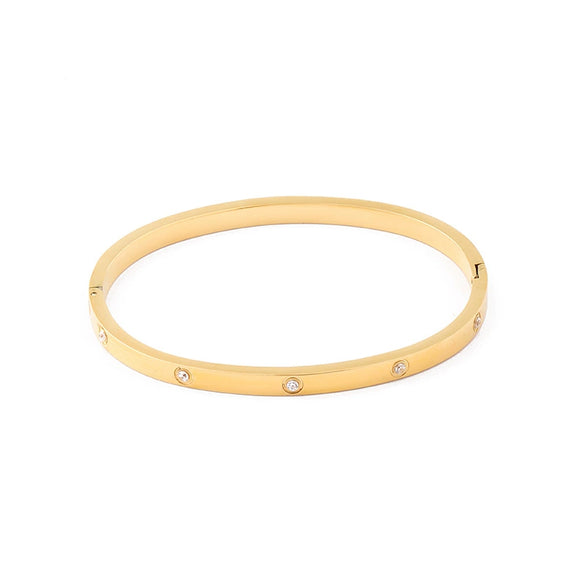 Bracelet Titanium Steel Stainless Steel Geometric Electroplating Inlaid Zircon Colorfast Antiallergy Girlfriends Niche Design