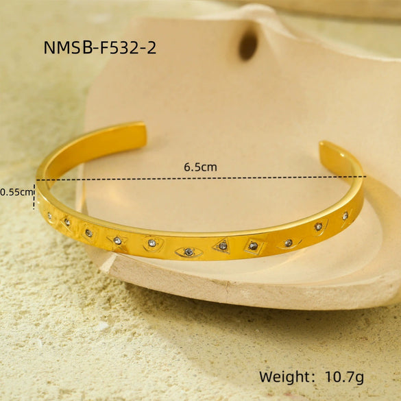Bracelet Titanium Steel Stainless Steel Inlaid Round Zircon Electroplated Fashion Geometric Style