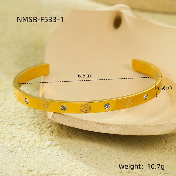 Bracelet Titanium Steel Stainless Steel Inlaid Round Zircon Electroplated Fashion Geometric Style