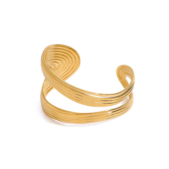 Bracelet Titanium Steel Stainless Steel Irregular Ribbed Double Layer Hollow Electroplating Original Geometric Design