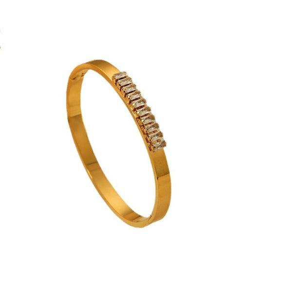 Bracelet Titanium Steel Zircon Inlaid Geometric Retro 18K Gold Plated
