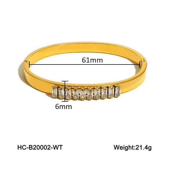 Bracelet Titanium Steel Zircon Inlaid Geometric Retro 18K Gold Plated