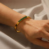 Bracelet Titanium Steel Zircon Inlaid Geometric Retro 18K Gold Plated