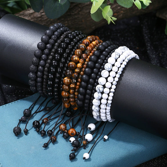 Bracelet Volcanic Stone Tiger Eye Geometric Handmade Unisex
