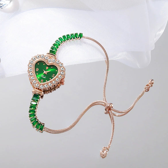 Bracelet Watch Alloy Heart Shape Pullout Style Women's Fashionable