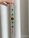 Bracelet Watch Fourleaf Clover Vintage Emerald Diamond Metal Stainless Steel Flower Shape Female
