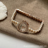 Bracelet Watch Natural Pearl Metal Ordinary Glass Mirror Antique Style Round For Women