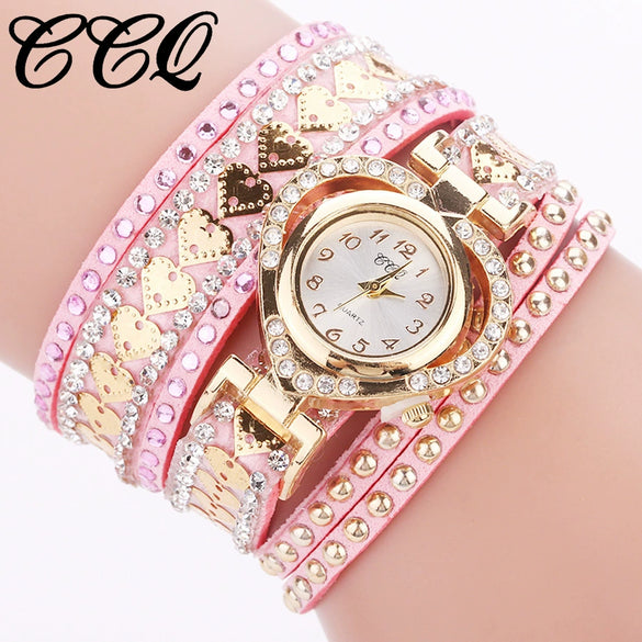 Bracelet Watch Ring Alloy Imitation Leather Gold Casual Round