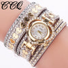 Bracelet Watch Ring Alloy Imitation Leather Gold Casual Round