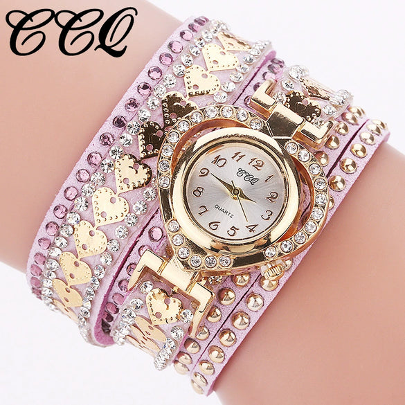Bracelet Watch Ring Alloy Imitation Leather Gold Casual Round