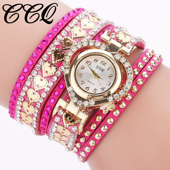 Bracelet Watch Ring Alloy Imitation Leather Gold Casual Round