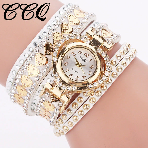 Bracelet Watch Ring Alloy Imitation Leather Gold Casual Round