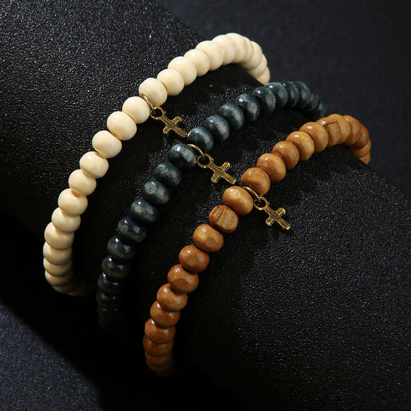 Bracelet Wooden Beads Geometric Handmade