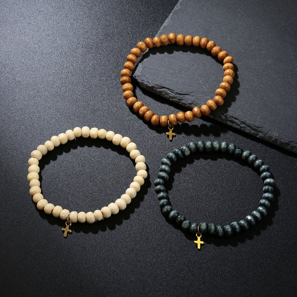 Bracelet Wooden Beads Geometric Handmade