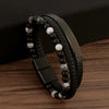 Bracelets Alloy Natural Stone Leather Handwoven Geometric Stainless Steel Magnet Buckle Electroplating Jewelry For Men And Women