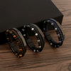 Bracelets Alloy Natural Stone Leather Handwoven Geometric Stainless Steel Magnet Buckle Electroplating Jewelry For Men And Women