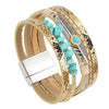 Bracelets Leather Crystal Feather Braided Geometric Electroplated For Women And Men