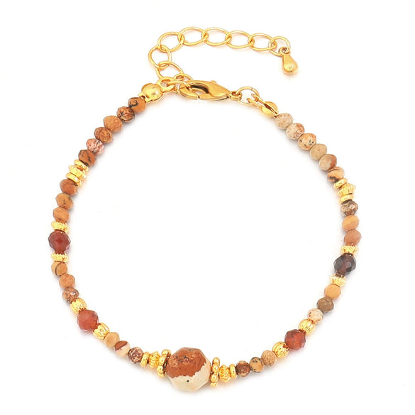 Bracelets Natural Stone Copper Geometric Handmade Women's Retro Stacked