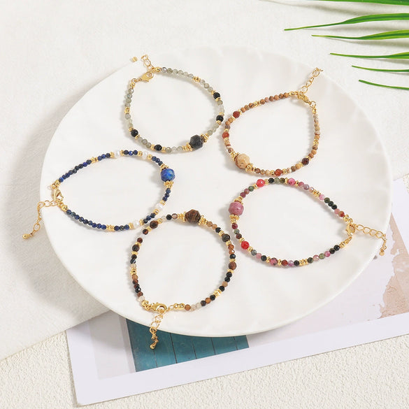 Bracelets Natural Stone Copper Geometric Handmade Women's Retro Stacked