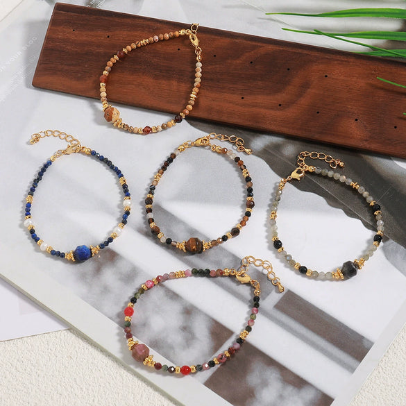 Bracelets Natural Stone Copper Geometric Handmade Women's Retro Stacked