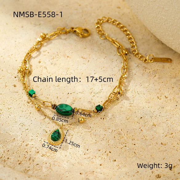 Bracelets Stainless Steel Inlaid With Natural Stone Titanium Steel Pendants Electroplated Fashion Hand Jewelry