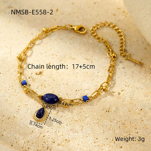 Bracelets Stainless Steel Inlaid With Natural Stone Titanium Steel Pendants Electroplated Fashion Hand Jewelry