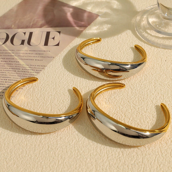 Bracelets 316L Stainless Steel Exaggerated Heavy Industry Design Minimalist Geometric Electroplating