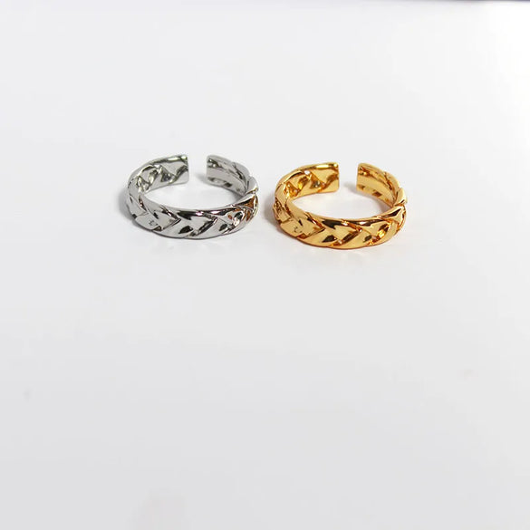 Brass 24K Gold Plated Geometric Open Rings