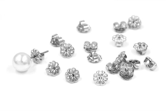 Brass Butterfly Buckle Earring Backs Round Embossed Metal Ear Back Plugs Electroplated Gold Silver Tone Fashion Flower Style