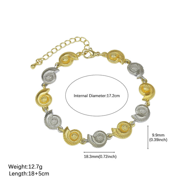 Brass Conch Starfish Shell Bracelet Twocolor Electroplating For Women