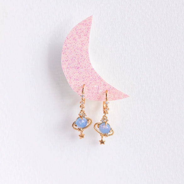 Brass Constellation Saturn Circle Electroplated Women's Earrings