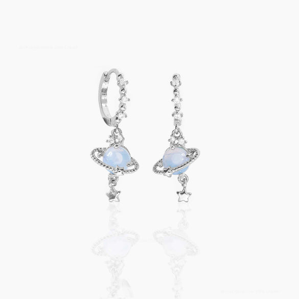 Brass Constellation Saturn Circle Electroplated Women's Earrings