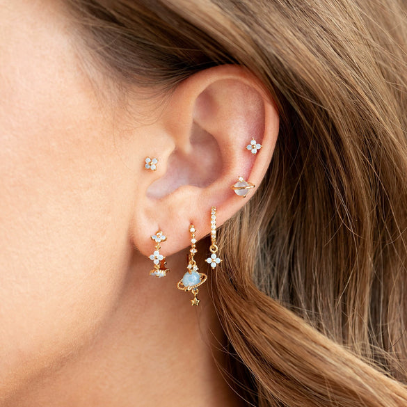 Brass Constellation Saturn Circle Electroplated Women's Earrings
