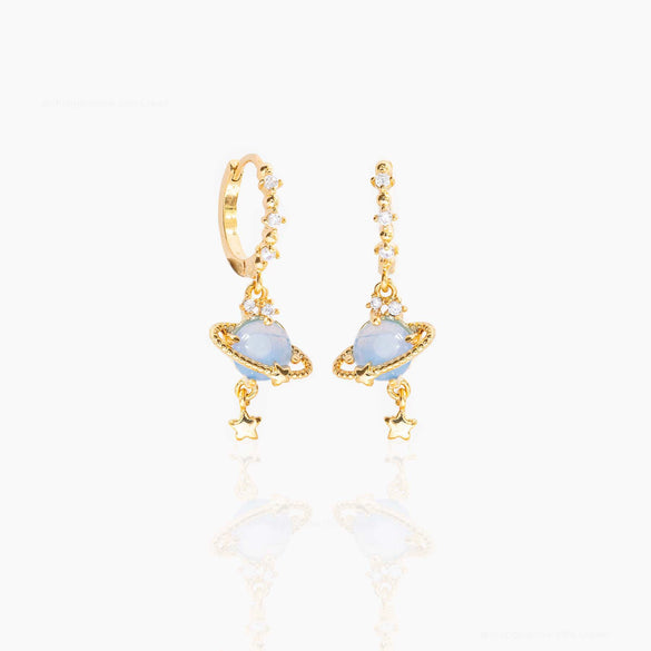 Brass Constellation Saturn Circle Electroplated Women's Earrings