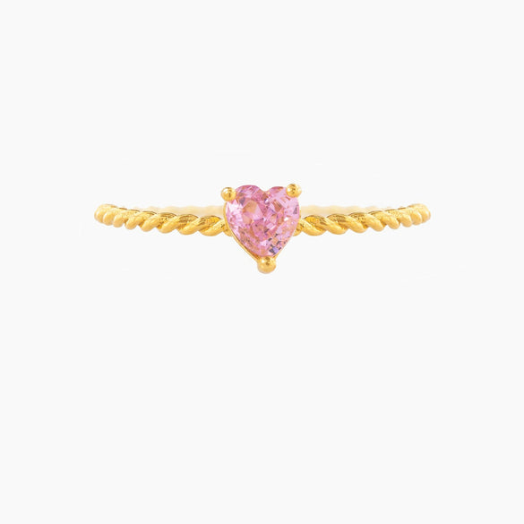 Brass Copperplated 18K Gold Heart Shape Ring Hand Jewelry With Microset Diamond For Women