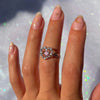 Brass Copperplated 18K Gold Heart Shape Ring Hand Jewelry With Microset Diamond For Women