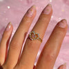 Brass Copperplated 18K Gold Heart Shape Ring Hand Jewelry With Microset Diamond For Women