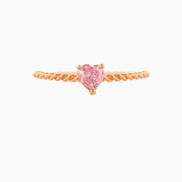 Brass Copperplated 18K Gold Heart Shape Ring Hand Jewelry With Microset Diamond For Women