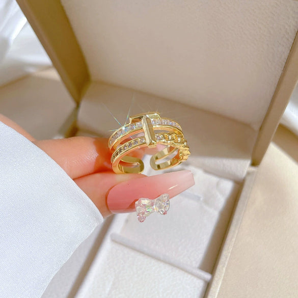 Brass Crown Pattern Electroplated Casual Hand Jewelry Ring