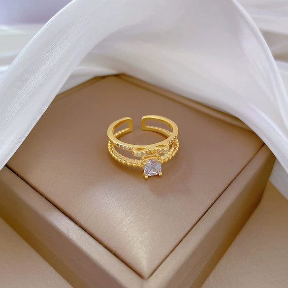 Brass Electroplated Cartoon Bowknot And Crown Design Couple Bracelet Ring
