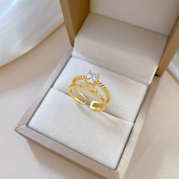 Brass Electroplated Cartoon Bowknot And Crown Design Couple Bracelet Ring